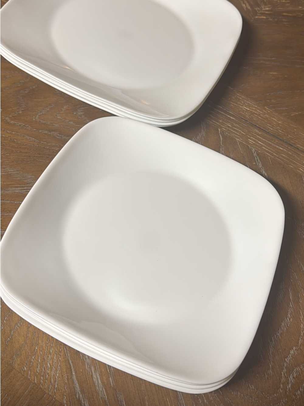 Corelle White Square Dinner Plates - Smooth Matte Finish